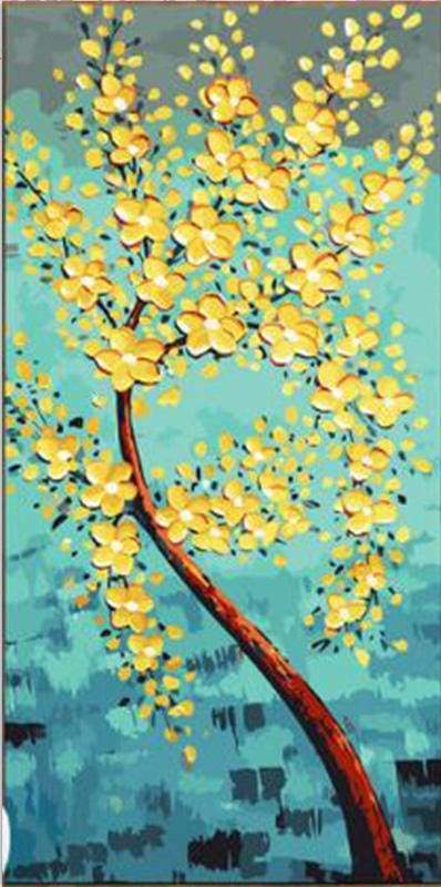 paint by numbers | Gold Money Tree | intermediate trees | FiguredArt