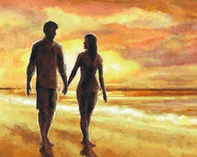 Load image into Gallery viewer, paint by numbers | Hand in Hand On Beach | intermediate romance | FiguredArt