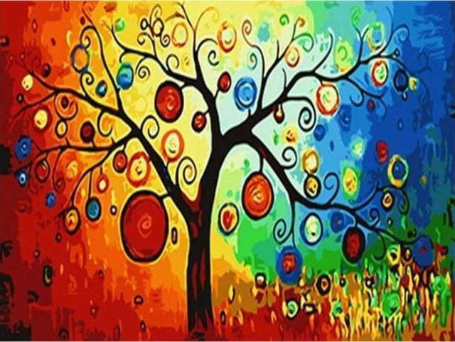 paint by numbers | Hanging lanterns | abstract easy trees | FiguredArt
