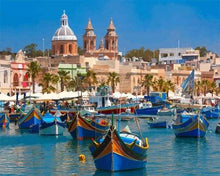 Load image into Gallery viewer, paint by numbers | Harbor in Malta | advanced landscapes ships and boats | FiguredArt