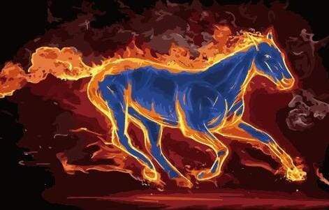 paint by numbers | Horse in fire | animals horses intermediate | FiguredArt