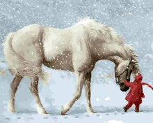 Load image into Gallery viewer, paint by numbers | Horse in the Snow | animals horses intermediate | FiguredArt