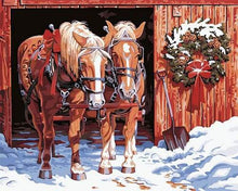 Load image into Gallery viewer, paint by numbers | Horses in Winter | animals horses intermediate | FiguredArt