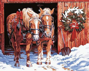 paint by numbers | Horses in Winter | animals horses intermediate | FiguredArt