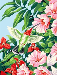 paint by numbers | Hummingbird in the Flowers | animals birds easy flowers | FiguredArt
