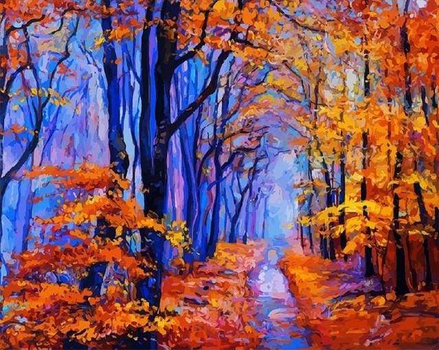 paint by numbers | In the Forest during Autumn | advanced landscapes new arrivals | FiguredArt
