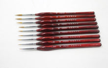 Load image into Gallery viewer, Set of 9 High Quality Red Wooden Paint Brushes