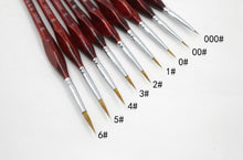 Load image into Gallery viewer, Set of 9 High Quality Red Wooden Paint Brushes