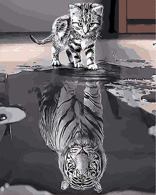 paint by numbers | Kitten Reflective Tiger | animals cats easy tigers | FiguredArt