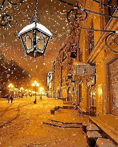 paint by numbers | Lantern in the Snow | cities intermediate | FiguredArt