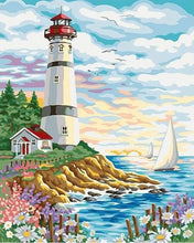 Load image into Gallery viewer, paint by numbers | Lighthouse on a beautiful Day | easy landscapes | FiguredArt