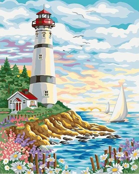 paint by numbers | Lighthouse on a beautiful Day | easy landscapes | FiguredArt