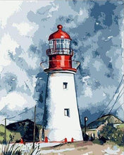 Load image into Gallery viewer, paint by numbers | Lighthouse under a Cloudy Sky | intermediate landscapes | FiguredArt