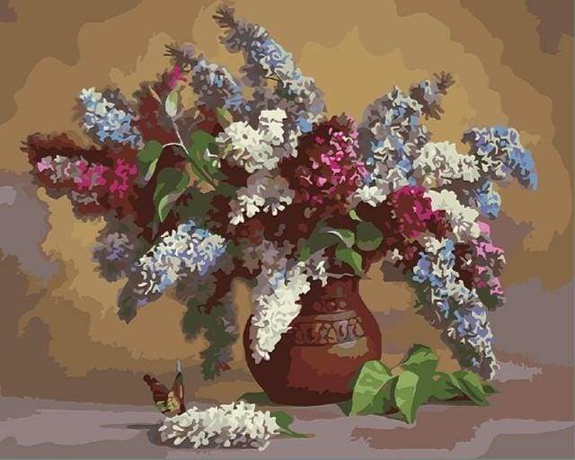 paint by numbers | Lilacs in a Vase | flowers intermediate | FiguredArt