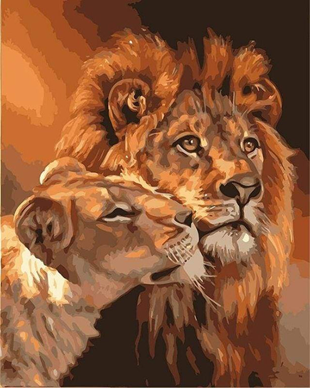 Paint by numbers - Lion and Lioness Couple – Figured'Art