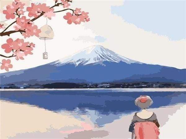 paint by numbers | Looking at Mount Fuji | easy flowers landscapes | FiguredArt