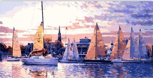 paint by numbers | Marina Bay | intermediate ships and boats | FiguredArt