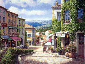 paint by numbers | Mediterranean Village Street | advanced landscapes | FiguredArt