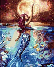 Load image into Gallery viewer, paint by numbers | Mermaid and Moonlight | animals fish intermediate | FiguredArt