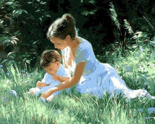 Load image into Gallery viewer, paint by numbers | Mother with Child in the Grass | advanced landscapes romance | FiguredArt