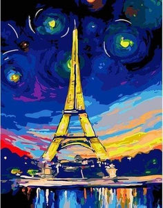 paint by numbers | Multicolor Eiffel Tower | cities intermediate | FiguredArt