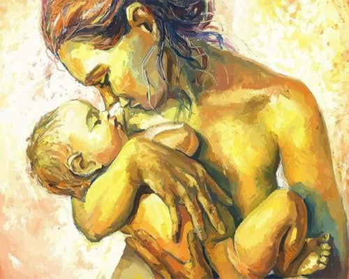 paint by numbers | Nude Mother and Child | intermediate nude romance | FiguredArt