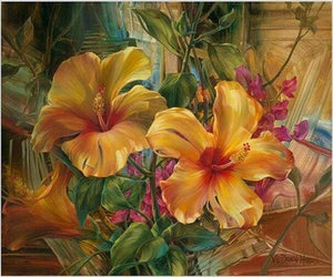 paint by numbers | Orange Hibiscus | flowers intermediate | FiguredArt