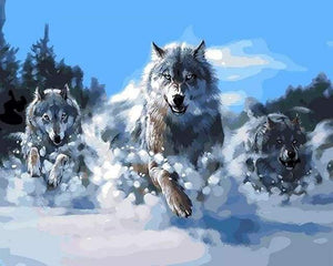 paint by numbers | Pack of Wolves in the Snow | animals intermediate wolves | FiguredArt