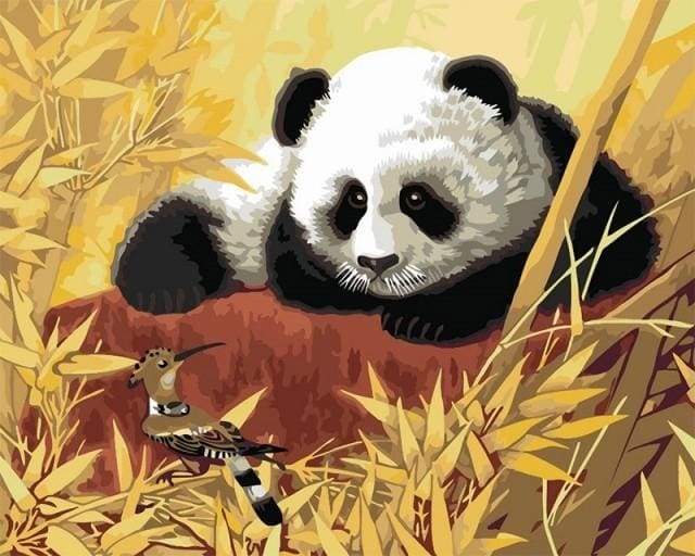 paint by numbers | Panda And Bird | animals birds easy pandas | FiguredArt