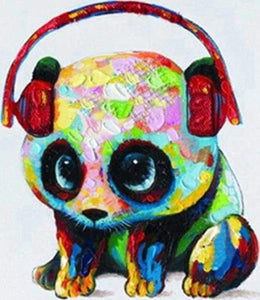 paint by numbers | Panda using Headphones | animals intermediate pandas | FiguredArt