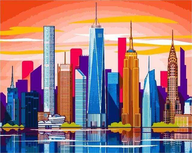 paint by numbers | Panoramic View Big City | cities easy | FiguredArt