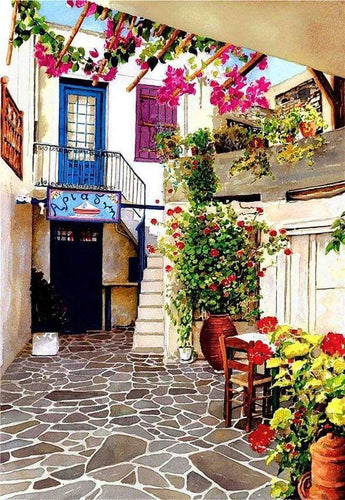 paint by numbers | Patio in Paris | advanced cities landscapes | FiguredArt