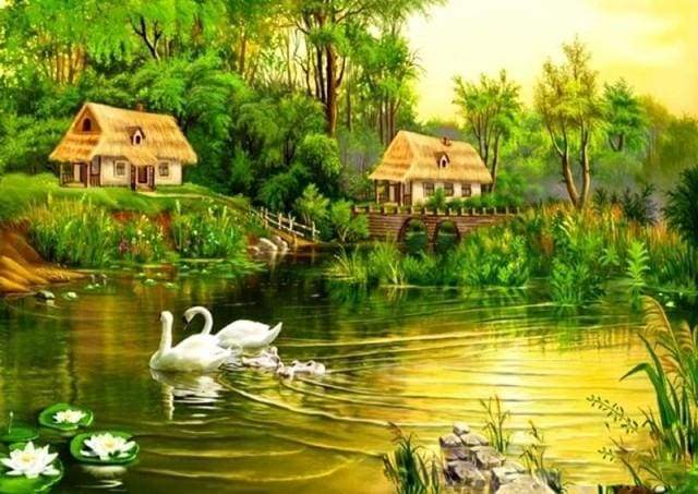 paint by numbers | Peaceful Swans | advanced birds landscapes swans | FiguredArt