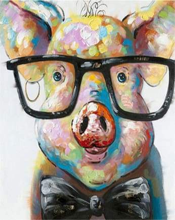 paint by numbers | Pig With Glasses | animals intermediate | FiguredArt