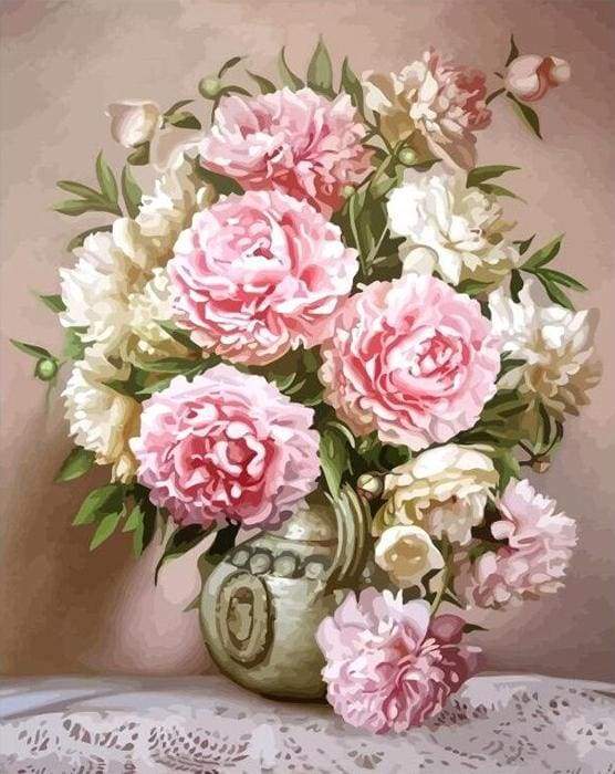 paint by numbers | Pink and White Flowers | flowers intermediate | FiguredArt