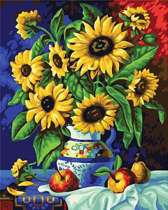 paint by numbers | Pitcher and Sunflowers | easy flowers | FiguredArt