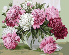 Load image into Gallery viewer, paint by numbers | Pretty Peonies in Transparent Vase | easy flowers | FiguredArt