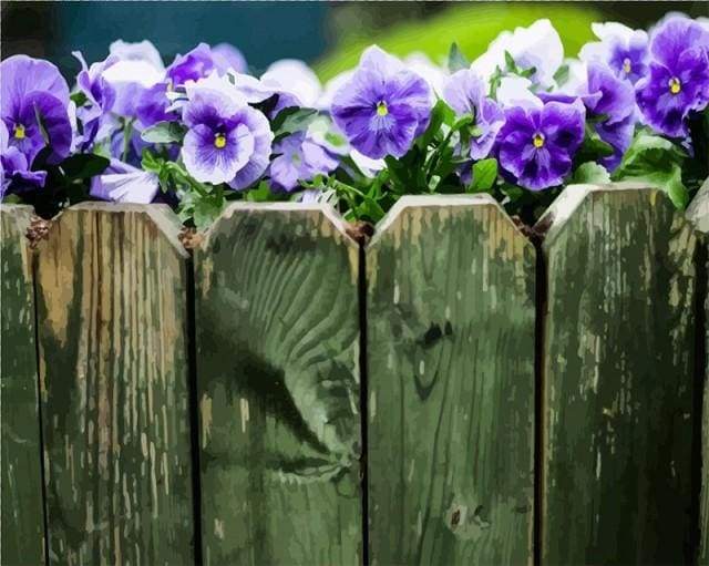 paint by numbers | Purple Fence | flowers intermediate | FiguredArt