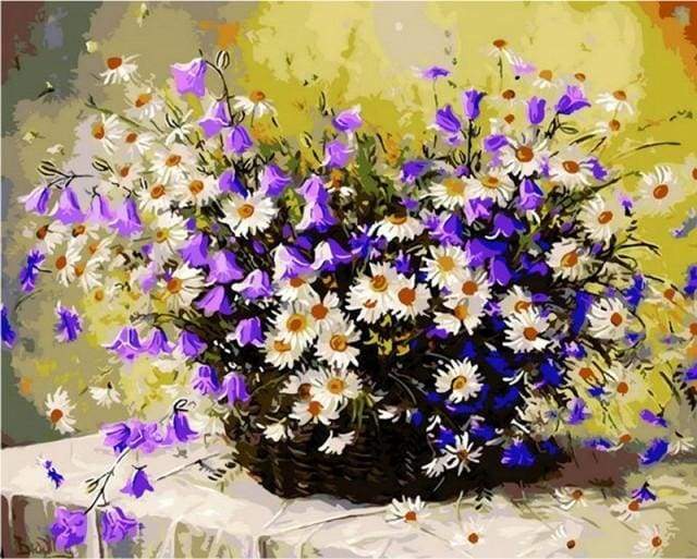 paint by numbers | Purple flowers and Marguerites | advanced flowers | FiguredArt