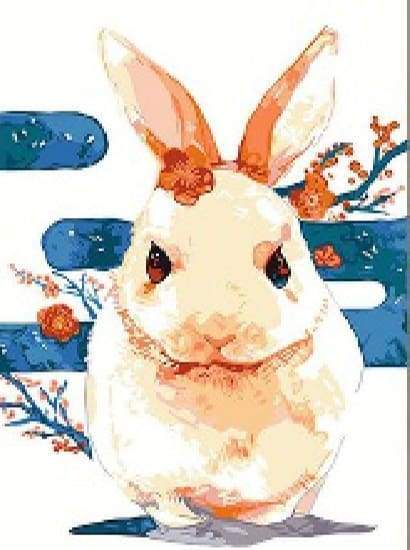 paint by numbers | Rabbit with Flowers | animals intermediate rabbits | FiguredArt
