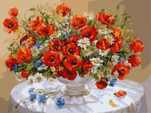 Load image into Gallery viewer, paint by numbers | Red Flowers bouquet on a table | flowers intermediate | FiguredArt
