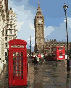 paint by numbers | Red telephone box in London | cities easy | FiguredArt