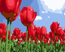 Load image into Gallery viewer, paint by numbers | Red Tulips | beginners easy flowers | FiguredArt