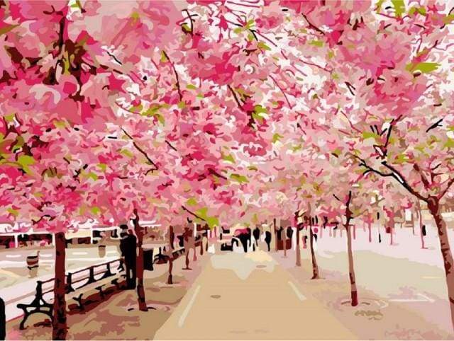 paint by numbers | Romantic Cherry Tree | intermediate landscapes trees | FiguredArt