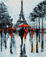 Load image into Gallery viewer, paint by numbers | Romantic couples near the Eiffel Tower | cities intermediate | FiguredArt