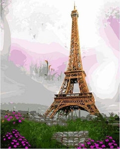 paint by numbers | Romantic Eiffel Tower with Flowers | cities intermediate | FiguredArt