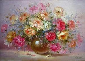 paint by numbers | Romantic flowers in a Vase | flowers intermediate | FiguredArt