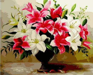 paint by numbers | Roses and white lilies | easy flowers | FiguredArt