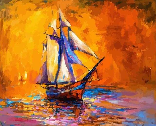 paint by numbers | Sailboat at sea | intermediate new arrivals ships and boats | FiguredArt