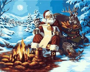 paint by numbers | Santa Claus and wood fire | christmas intermediate new arrivals | FiguredArt
